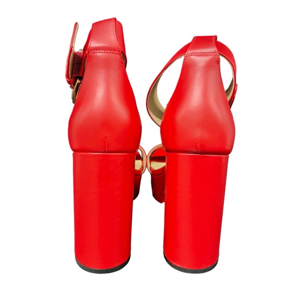 Michael Kors Women's Tara Platform Dress Heel Sandals Red Crimson Leather - Picture 8 of 11